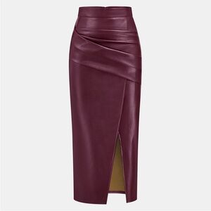NWT Commense Burgundy Faux Leather Skirt size M